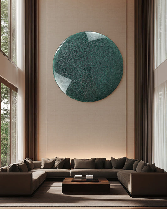 Kerek zöld epoxigyanta falikép