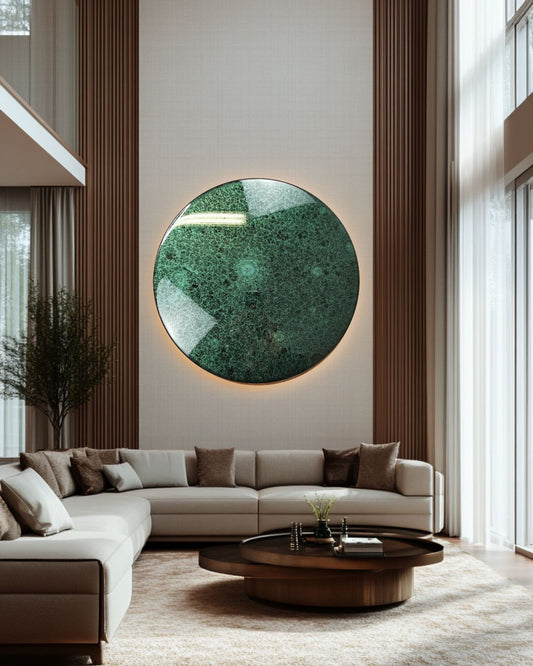 Kerek zöld epoxigyanta falikép