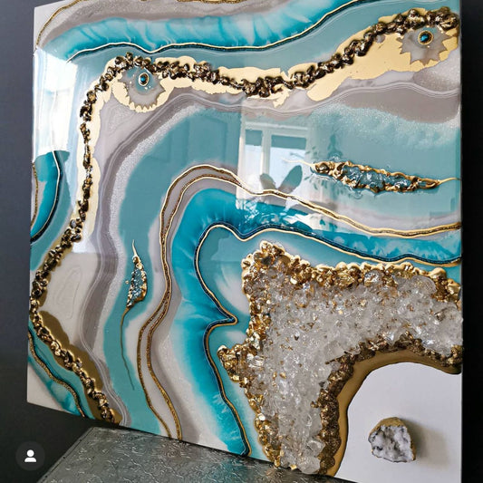 Epoxy resin geode wall art
