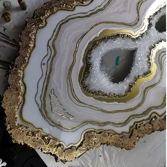 Epoxy resin geode wall art