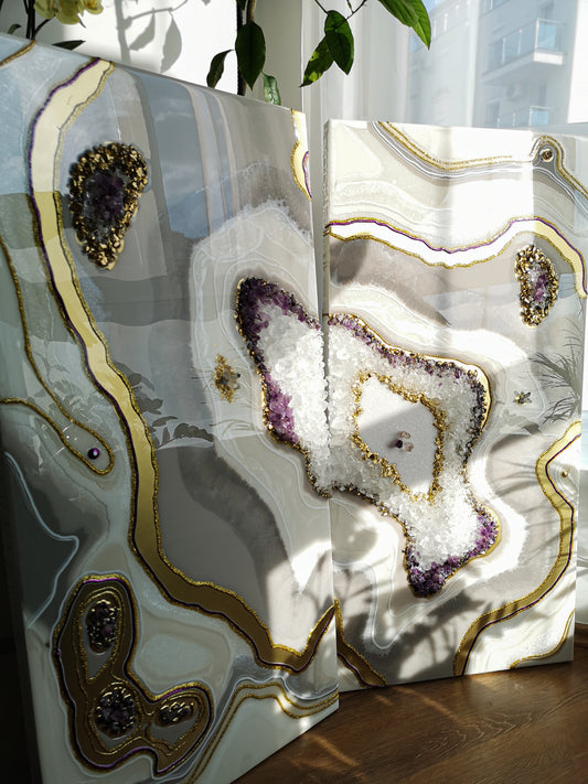 Epoxy resin geode wall art