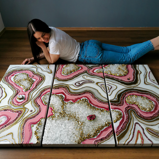 Epoxy resin geode wall art