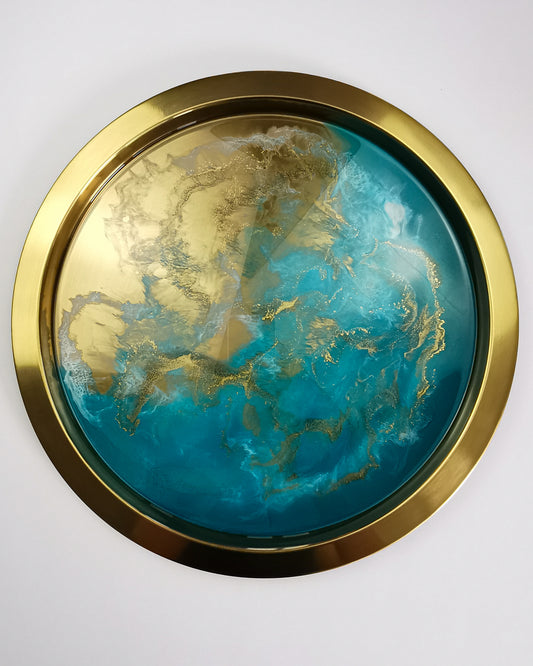 Türkiz epoxi tálca